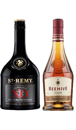 1 x Beehive VSOP Brandy 700ml plus 1 x St Remy Brandy XO 700ml