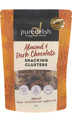 Pure Delish Almond & Dark Chocolate Snacking Clusters 150g