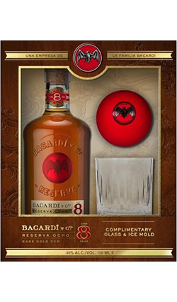 Bacardi Reserva 8YO 1000ml + Glass + Ice Mold