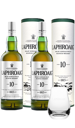 Laphroaig 10YO 40% 700ml x2 + Glass