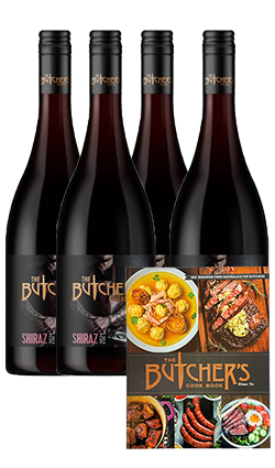 The Butchers Cook Book plus 4 x The Butchers Cellar Shiraz