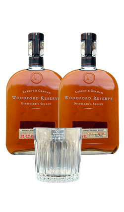 Woodford Reserve Distillers Select Bourbon 40% 700ml x2 + Glass